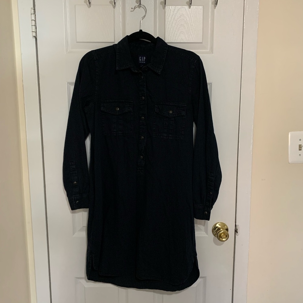 GAP Black Denim Shirt Dress